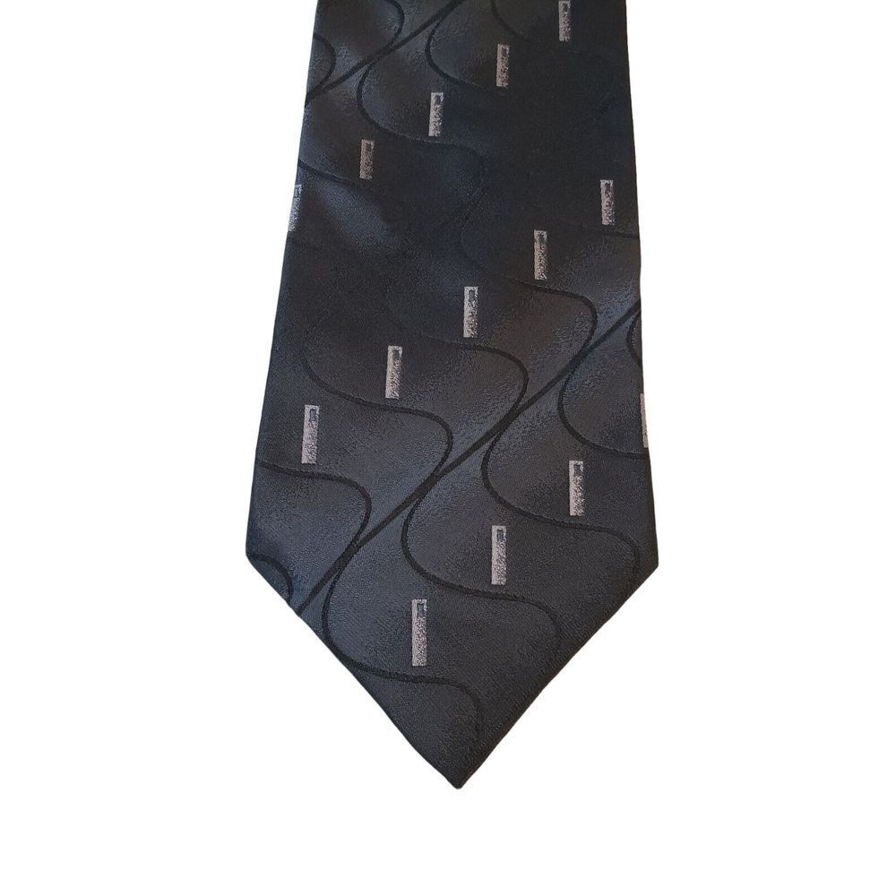 IV Front Luxury Silk Tie Blue Gray Business Casual Designer Neck Tie Made in USA